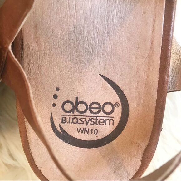ABEO Biosystems Sandal Brown Size 10N Narrow Leather Wedge Open Toe Ankle Strap - Picture 5 of 14